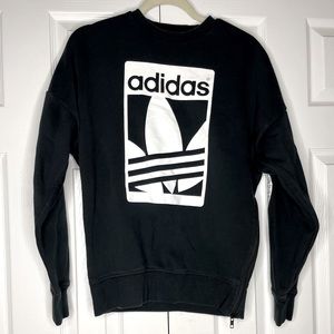 ADIDAS ORIGINAL Black Crewneck Side Zip Sweatshirt